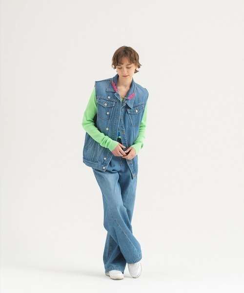 soduk（スドーク）の「【soduk】overlap denim vest（ベスト・レディース・ブルー・ONE SIZE）」の2枚目の写真