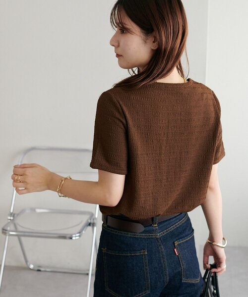 DISCOAT(ディスコート)の「【WEB限定】ジャガードリングドット半袖Tシャツ(Tシャツ/カットソー・レディース・アイボリー/ブラウン/ブラック/グリーン系その他2/モカ・MEDIUM)」の22枚目の写真
