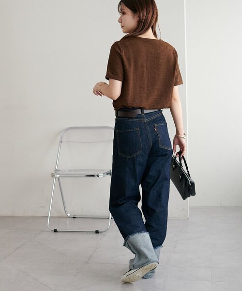 DISCOAT(ディスコート)の「【WEB限定】ジャガードリングドット半袖Tシャツ(Tシャツ/カットソー・レディース・アイボリー/ブラウン/ブラック/グリーン系その他2/モカ・MEDIUM)」の20枚目の写真