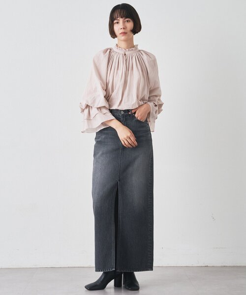 Whim Gazette（ウィムガゼット）の「デニムスリットスカート（デニムスカート・レディース・グレー・38/36）」の15枚目の写真