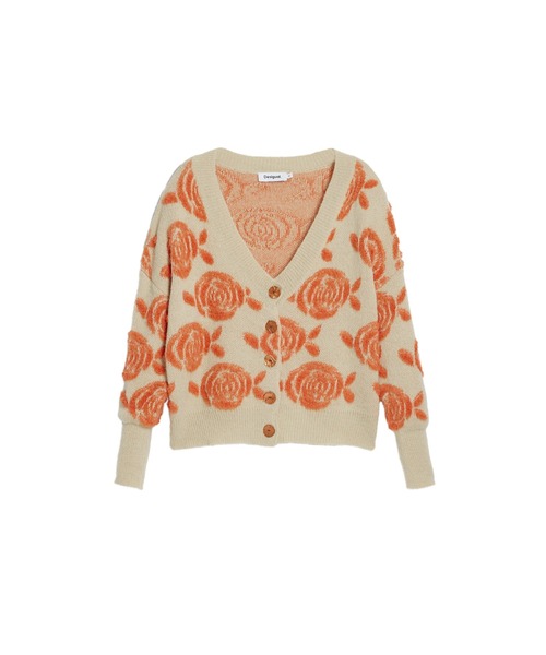 Desigual（デシグアル）の「オレンジフラワーVネックカーディガン（カーディガン/ボレロ・レディース・ホワイト・L/XL/S/XS/M）」の6枚目の写真