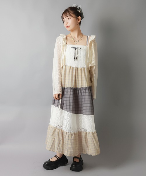 つぎはぎキャミワンピース/チェックパッチワーク（ワンピース