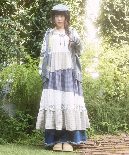 つぎはぎキャミワンピース/チェックパッチワーク（ワンピース