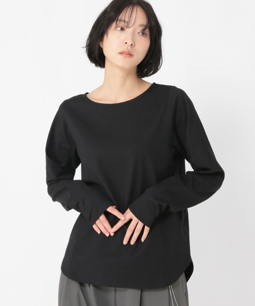 daily CLIP】裾ラウンドロングスリーブカットソー（Tシャツ/カットソー