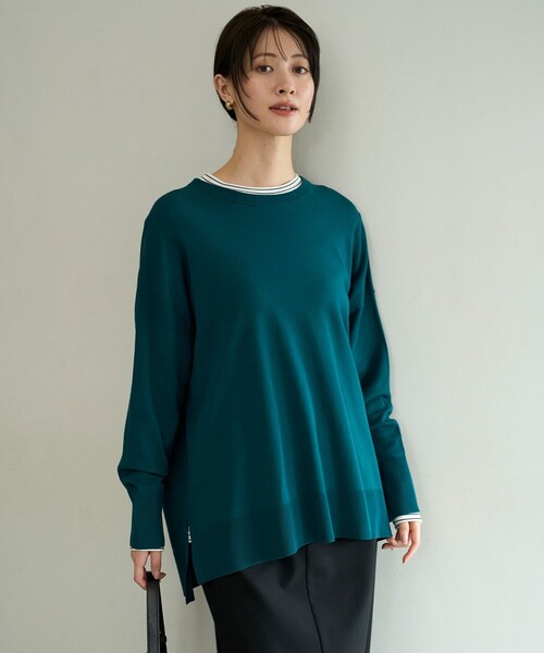 UNFILO(アンフィーロ)の「コットンスムース レイヤードインナー(Tシャツ/カットソー・レディース・ネイビー系2/ホワイト系/ブラック系1・XX-LARGE/X-LARGE)」の8枚目の写真