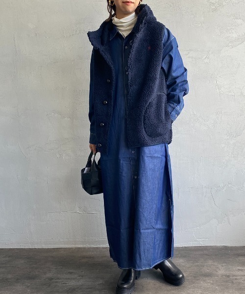 GYMPHLEX（ジムフレックス）の「【WEB限定】[GYMPHLEX/ジムフレックス] ボアフードベスト（ベスト・レディース・ネイビー/グレイッシュベージュ/オフホワイト/ダークベージュ・M/L）」の9枚目の写真