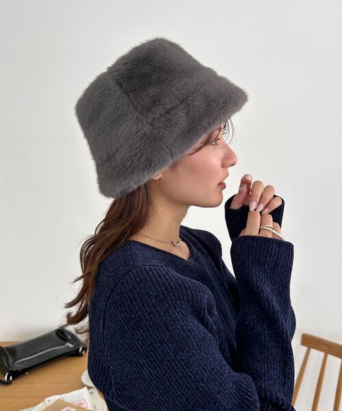 DISCOAT（ディスコート）の「ファーバケットハット（ハット・レディース・ベージュ/ブラウン/グレー・FREE）」の5枚目の写真