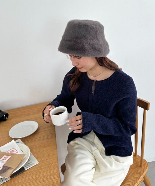 DISCOAT（ディスコート）の「ファーバケットハット（ハット・レディース・ベージュ/ブラウン/グレー・FREE）」の6枚目の写真