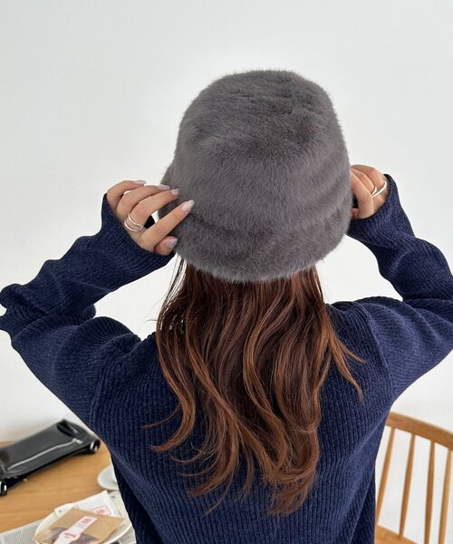 DISCOAT（ディスコート）の「ファーバケットハット（ハット・レディース・ベージュ/ブラウン/グレー・FREE）」の7枚目の写真