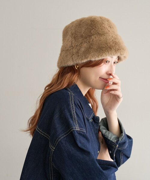 DISCOAT（ディスコート）の「ファーバケットハット（ハット・レディース・ベージュ/ブラウン/グレー・FREE）」の22枚目の写真