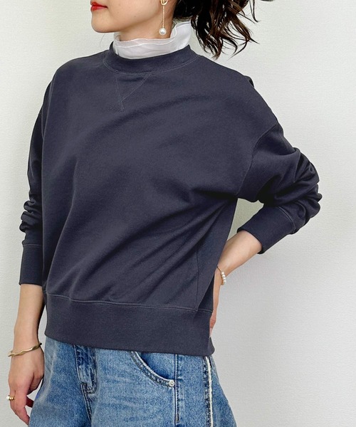 DIARIUM（ディアリウム）の「【日本製】襟フリル付きミニ裏毛プルオーバー(襟取り外し可)（Tシャツ/カットソー・レディース・グレー/ネイビー・M）」の2枚目の写真