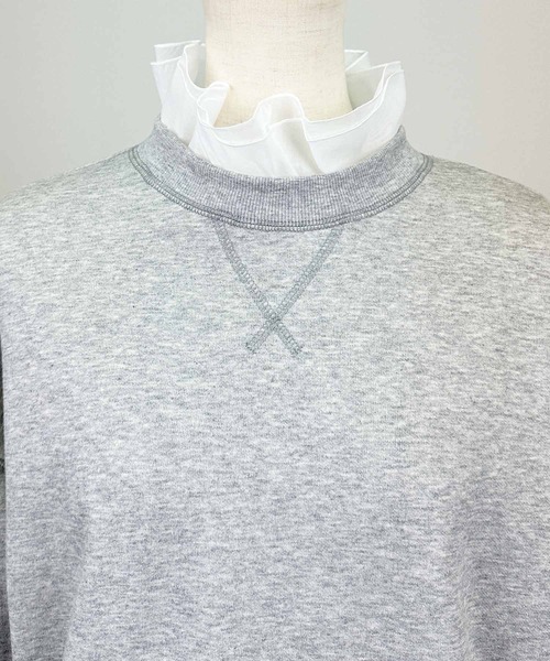 DIARIUM（ディアリウム）の「【日本製】襟フリル付きミニ裏毛プルオーバー(襟取り外し可)（Tシャツ/カットソー・レディース・グレー/ネイビー・M）」の18枚目の写真