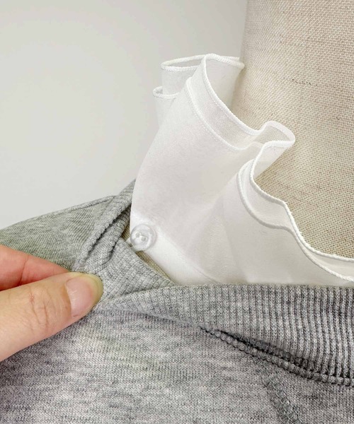 DIARIUM（ディアリウム）の「【日本製】襟フリル付きミニ裏毛プルオーバー(襟取り外し可)（Tシャツ/カットソー・レディース・グレー/ネイビー・M）」の10枚目の写真