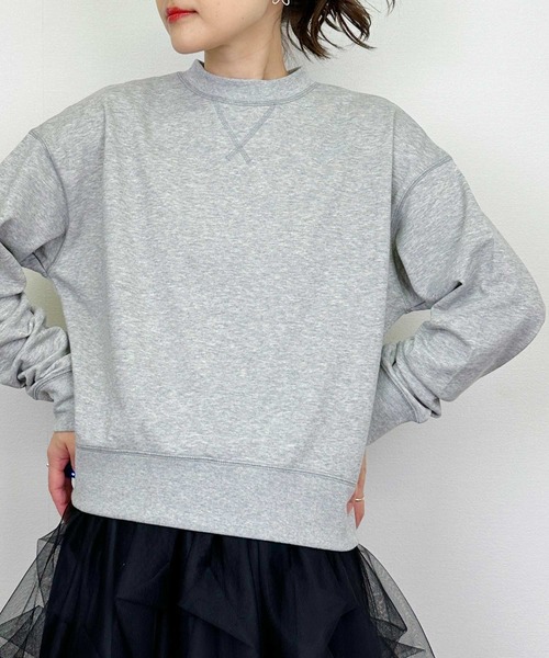 DIARIUM（ディアリウム）の「【日本製】襟フリル付きミニ裏毛プルオーバー(襟取り外し可)（Tシャツ/カットソー・レディース・グレー/ネイビー・M）」の11枚目の写真