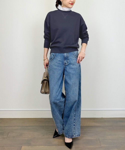 DIARIUM（ディアリウム）の「【日本製】襟フリル付きミニ裏毛プルオーバー(襟取り外し可)（Tシャツ/カットソー・レディース・グレー/ネイビー・M）」の8枚目の写真