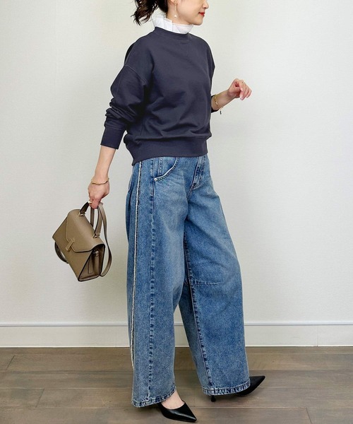 DIARIUM（ディアリウム）の「【日本製】襟フリル付きミニ裏毛プルオーバー(襟取り外し可)（Tシャツ/カットソー・レディース・グレー/ネイビー・M）」の15枚目の写真