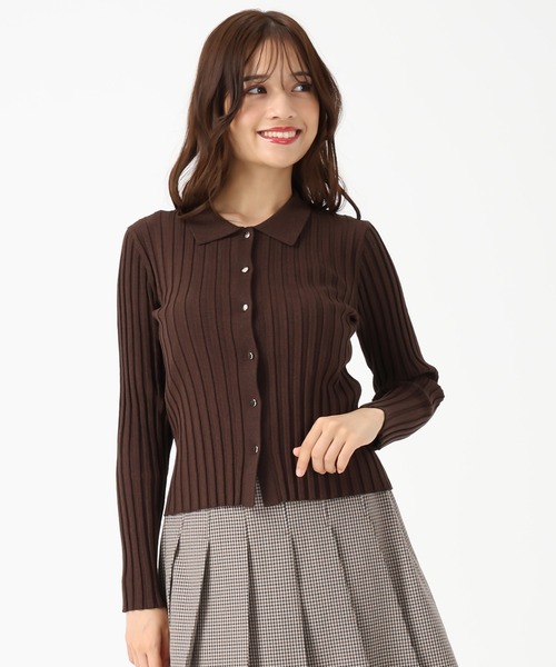 MISCH MASCH（ミッシュマッシュ）の「ポロ襟長袖リブニット（ニット/セーター・レディース・ブラウン/ブラック/グレー・ﾌﾘ-）」の19枚目の写真