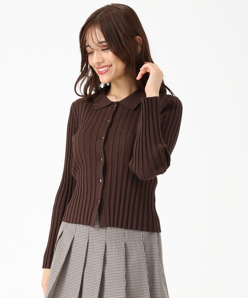 MISCH MASCH（ミッシュマッシュ）の「ポロ襟長袖リブニット（ニット/セーター・レディース・ブラウン/ブラック/グレー・ﾌﾘ-）」の20枚目の写真