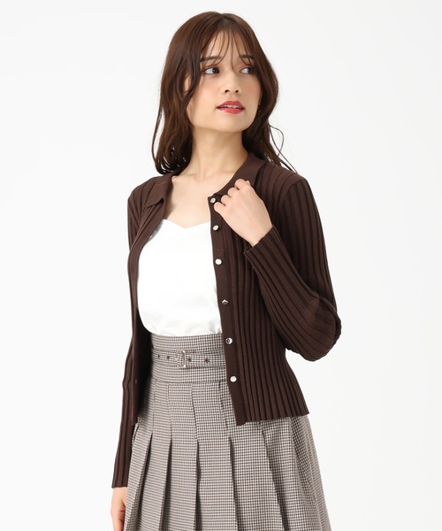 MISCH MASCH（ミッシュマッシュ）の「ポロ襟長袖リブニット（ニット/セーター・レディース・ブラウン/ブラック/グレー・ﾌﾘ-）」の14枚目の写真