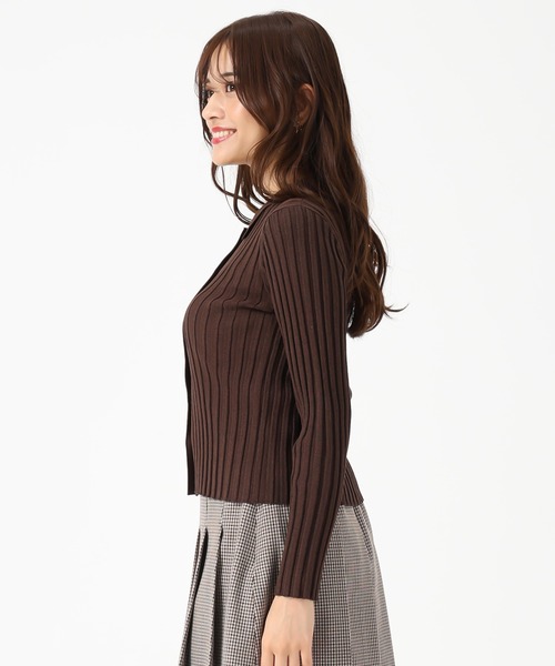 MISCH MASCH（ミッシュマッシュ）の「ポロ襟長袖リブニット（ニット/セーター・レディース・ブラウン/ブラック/グレー・ﾌﾘ-）」の6枚目の写真