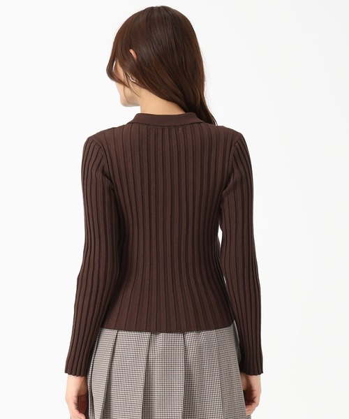 MISCH MASCH（ミッシュマッシュ）の「ポロ襟長袖リブニット（ニット/セーター・レディース・ブラウン/ブラック/グレー・ﾌﾘ-）」の7枚目の写真