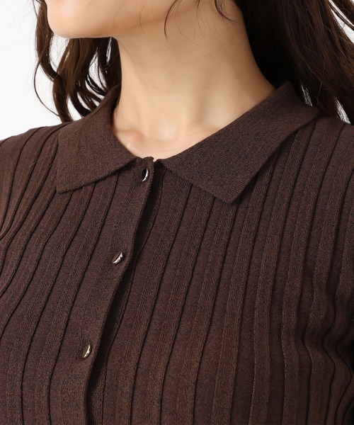 MISCH MASCH（ミッシュマッシュ）の「ポロ襟長袖リブニット（ニット/セーター・レディース・ブラウン/ブラック/グレー・ﾌﾘ-）」の8枚目の写真