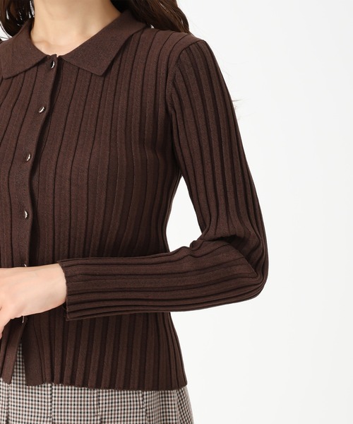 MISCH MASCH（ミッシュマッシュ）の「ポロ襟長袖リブニット（ニット/セーター・レディース・ブラウン/ブラック/グレー・ﾌﾘ-）」の9枚目の写真