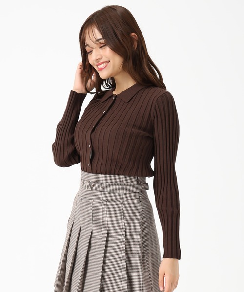 MISCH MASCH（ミッシュマッシュ）の「ポロ襟長袖リブニット（ニット/セーター・レディース・ブラウン/ブラック/グレー・ﾌﾘ-）」の22枚目の写真