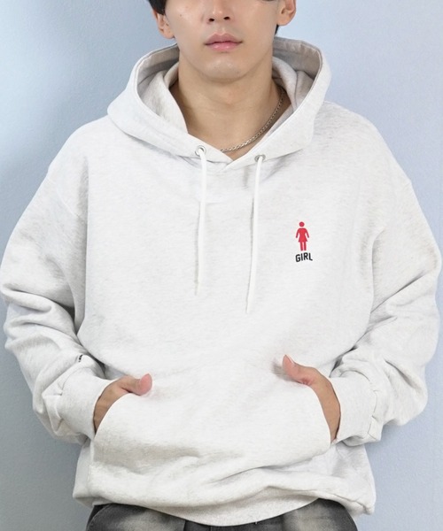 girl(ガール)の「GIRL/ガール OG ARCH HOOD パーカー GR25FUM01(パーカー・メンズ・ライトグレー/ブラック/パープル・L/M/XL)」の2枚目の写真