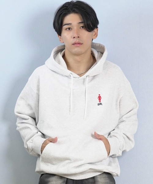 girl(ガール)の「GIRL/ガール OG ARCH HOOD パーカー GR25FUM01(パーカー・メンズ・ライトグレー/ブラック/パープル・L/M/XL)」の7枚目の写真