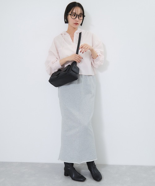 VIS（ビス）の「フード付きクロップドシアーシャツ（シャツ/ブラウス・レディース・ブラック/オフホワイト/ピンク・FREE）」の21枚目の写真