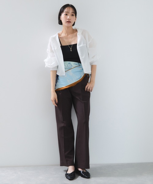 VIS（ビス）の「フード付きクロップドシアーシャツ（シャツ/ブラウス・レディース・ブラック/オフホワイト/ピンク・FREE）」の17枚目の写真