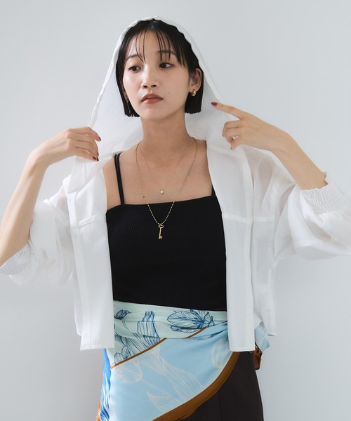 VIS（ビス）の「フード付きクロップドシアーシャツ（シャツ/ブラウス・レディース・ブラック/オフホワイト/ピンク・FREE）」の19枚目の写真