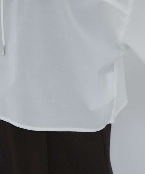 VIS（ビス）の「フード付きクロップドシアーシャツ（シャツ/ブラウス・レディース・ブラック/オフホワイト/ピンク・FREE）」の10枚目の写真