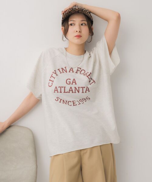 RETRO GIRL(レトロガール)の「ミニ裏毛BIGTEE(Tシャツ/カットソー・レディース・チャコールグレー/ホワイト系その他/レッド・FREE)」の4枚目の写真