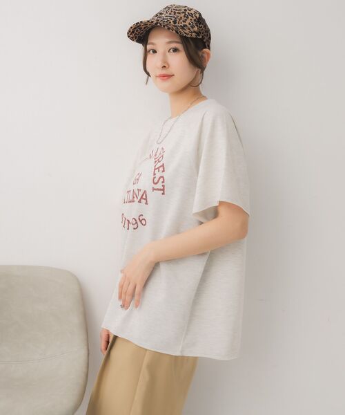 RETRO GIRL(レトロガール)の「ミニ裏毛BIGTEE(Tシャツ/カットソー・レディース・チャコールグレー/ホワイト系その他/レッド・FREE)」の5枚目の写真