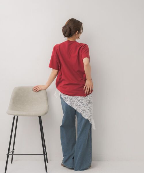 RETRO GIRL(レトロガール)の「ミニ裏毛BIGTEE(Tシャツ/カットソー・レディース・チャコールグレー/ホワイト系その他/レッド・FREE)」の18枚目の写真