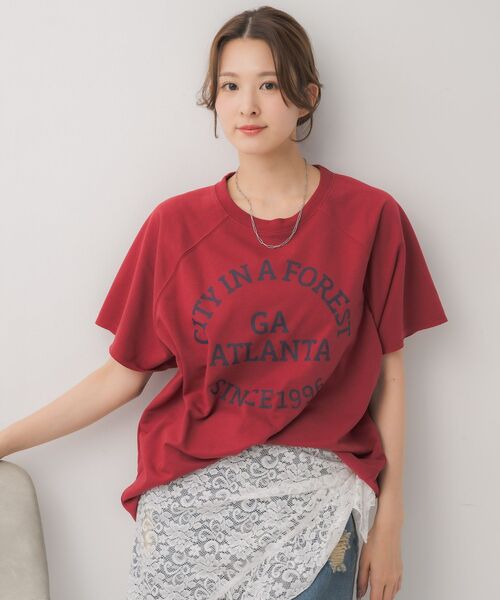 RETRO GIRL(レトロガール)の「ミニ裏毛BIGTEE(Tシャツ/カットソー・レディース・チャコールグレー/ホワイト系その他/レッド・FREE)」の20枚目の写真