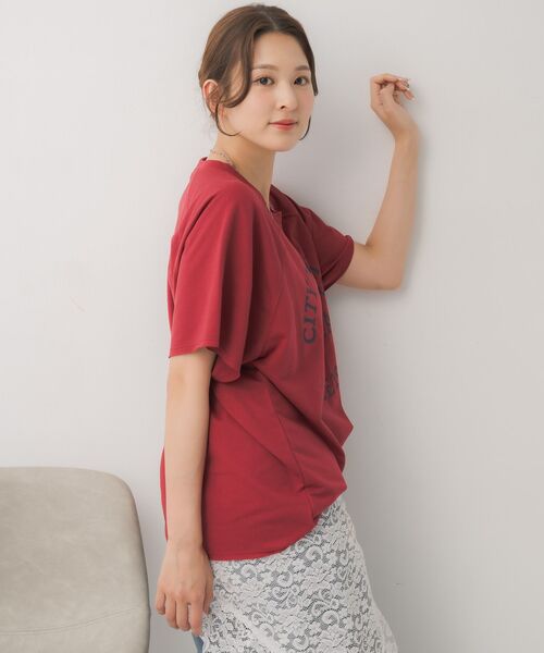 RETRO GIRL(レトロガール)の「ミニ裏毛BIGTEE(Tシャツ/カットソー・レディース・チャコールグレー/ホワイト系その他/レッド・FREE)」の21枚目の写真