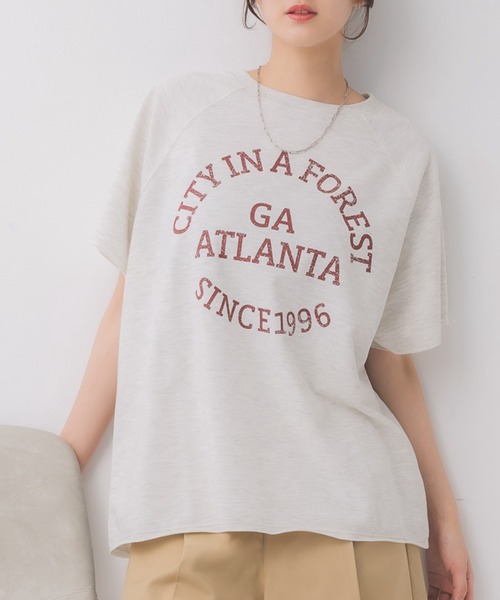 RETRO GIRL(レトロガール)の「ミニ裏毛BIGTEE(Tシャツ/カットソー・レディース・チャコールグレー/ホワイト系その他/レッド・FREE)」の1枚目の写真