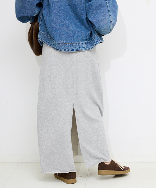 SLOBE IENA（スローブイエナ）の「IRONING/アイロニング グリッタースウェットロングスカート 01IR0134ISLV（スカート・レディース・ライトグレー/チャコールグレー・FREE）」の3枚目の写真