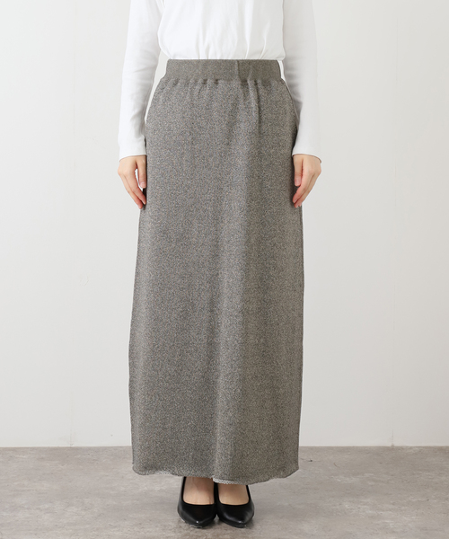 SLOBE IENA（スローブイエナ）の「IRONING/アイロニング グリッタースウェットロングスカート 01IR0134ISLV（スカート・レディース・ライトグレー/チャコールグレー・FREE）」の5枚目の写真