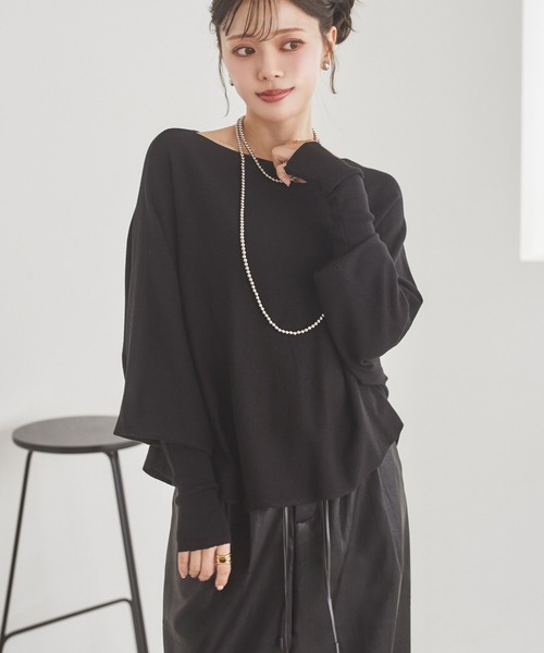 LAULEN(ローレン)の「dolman sleeve knit /ドルマンスリーブニット(ニット/セーター・レディース・ブラック/チャコールグレー・FREE)」の3枚目の写真