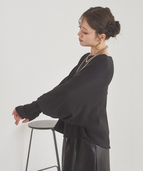 LAULEN(ローレン)の「dolman sleeve knit /ドルマンスリーブニット(ニット/セーター・レディース・ブラック/チャコールグレー・FREE)」の4枚目の写真