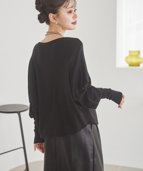 LAULEN(ローレン)の「dolman sleeve knit /ドルマンスリーブニット(ニット/セーター・レディース・ブラック/チャコールグレー・FREE)」の5枚目の写真