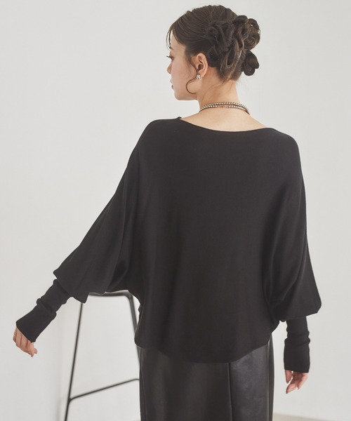 LAULEN(ローレン)の「dolman sleeve knit /ドルマンスリーブニット(ニット/セーター・レディース・ブラック/チャコールグレー・FREE)」の6枚目の写真