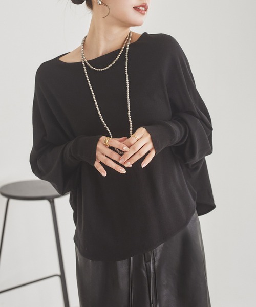 LAULEN(ローレン)の「dolman sleeve knit /ドルマンスリーブニット(ニット/セーター・レディース・ブラック/チャコールグレー・FREE)」の7枚目の写真