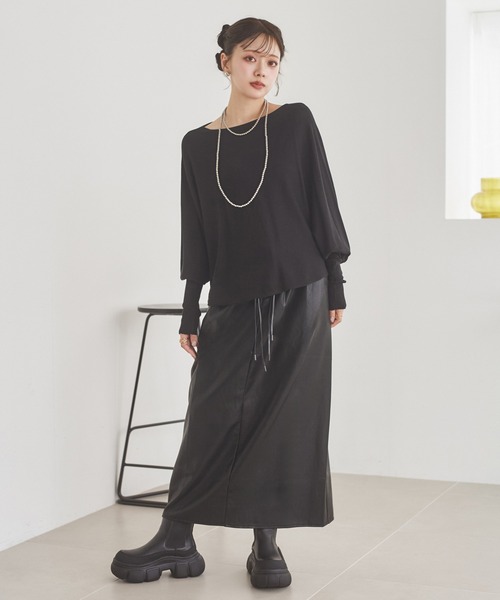 LAULEN(ローレン)の「dolman sleeve knit /ドルマンスリーブニット(ニット/セーター・レディース・ブラック/チャコールグレー・FREE)」の9枚目の写真