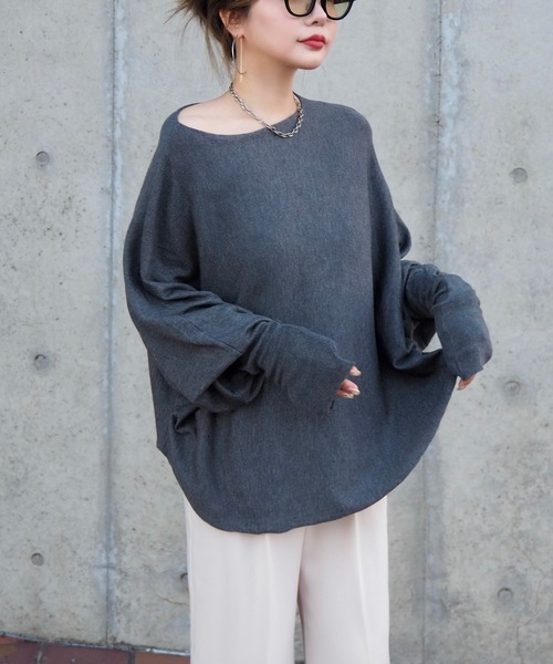 LAULEN(ローレン)の「dolman sleeve knit /ドルマンスリーブニット(ニット/セーター・レディース・ブラック/チャコールグレー・FREE)」の11枚目の写真