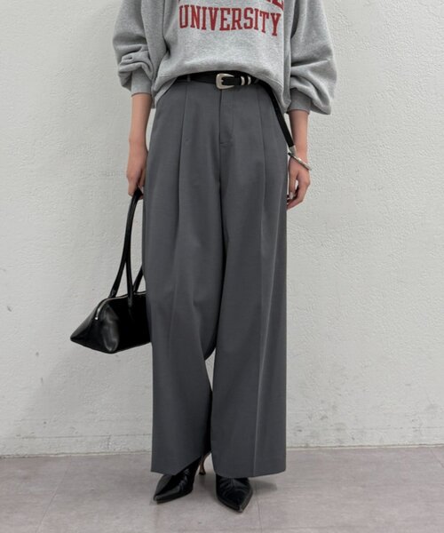 LOUNGEDRESS（ラウンジドレス）の「ストレートタックパンツ（その他パンツ・レディース・ブラック/オフホワイト/グレー・MEDIUM/SMALL/LARGE）」の3枚目の写真